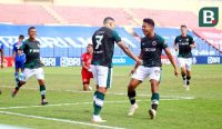 Striker andalan Persikabo 1973, Dimas Drajad, kala merayakan gol yang dicetaknya dalam lanjutan BRI Liga 1 2021/2022. (Bola.com/Nandang Permana)